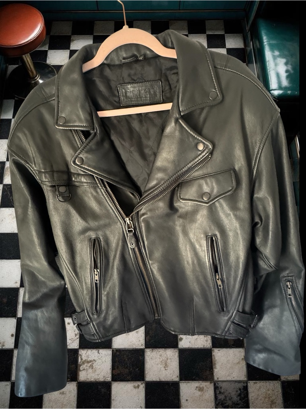 Vintage Mirage Heavyweight Ladies Black Genuine Leather Sleek Biker Jacket SZ M